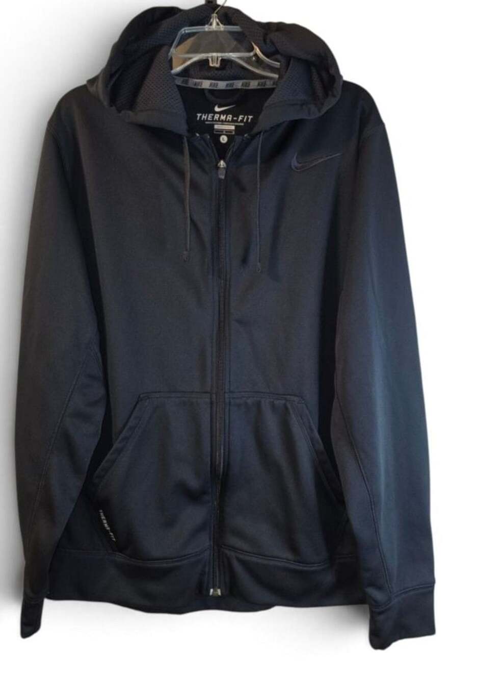 Nike Therma-Fit Men's Black Full-Zip Fleece Athletic Hoodie Size L